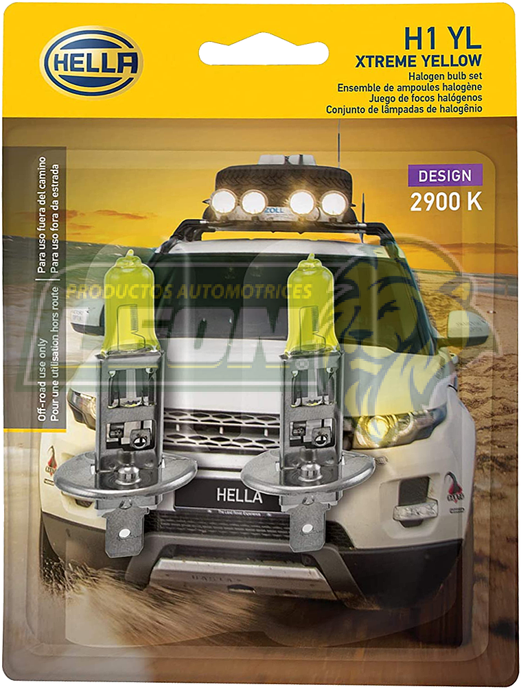 FOCO HALOGENO H1 HELLA 12V 55W YELLOW LIGHT (+50% MÁS LUZ)