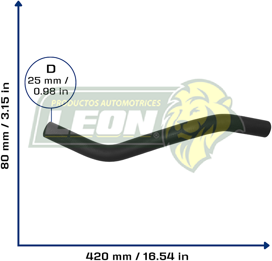 MANGUERA RAD INF. HONDA CIVIC 1.7L 01-05, ACURA EL 1.7L 03-05 (19502PLD000) Ø: 26 mm, L: 100x400 mm, LONGITUD: 470 mm