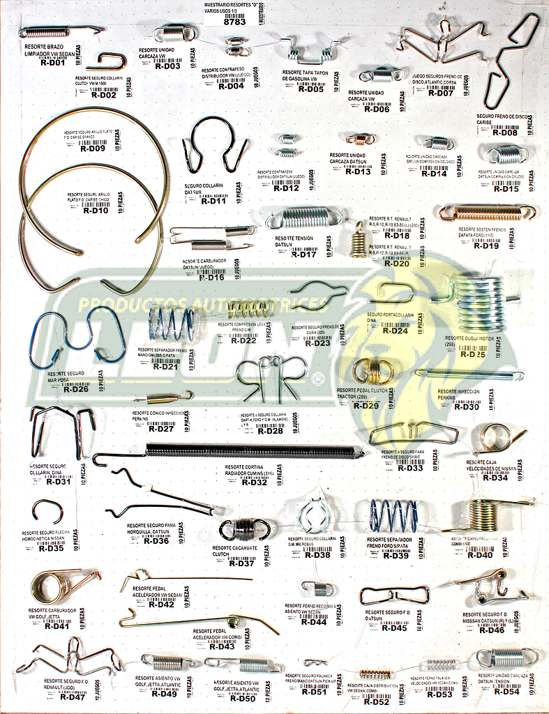 MUESTRARIO DE RESORTES VARIOS USOS “R-D” TABLA 1