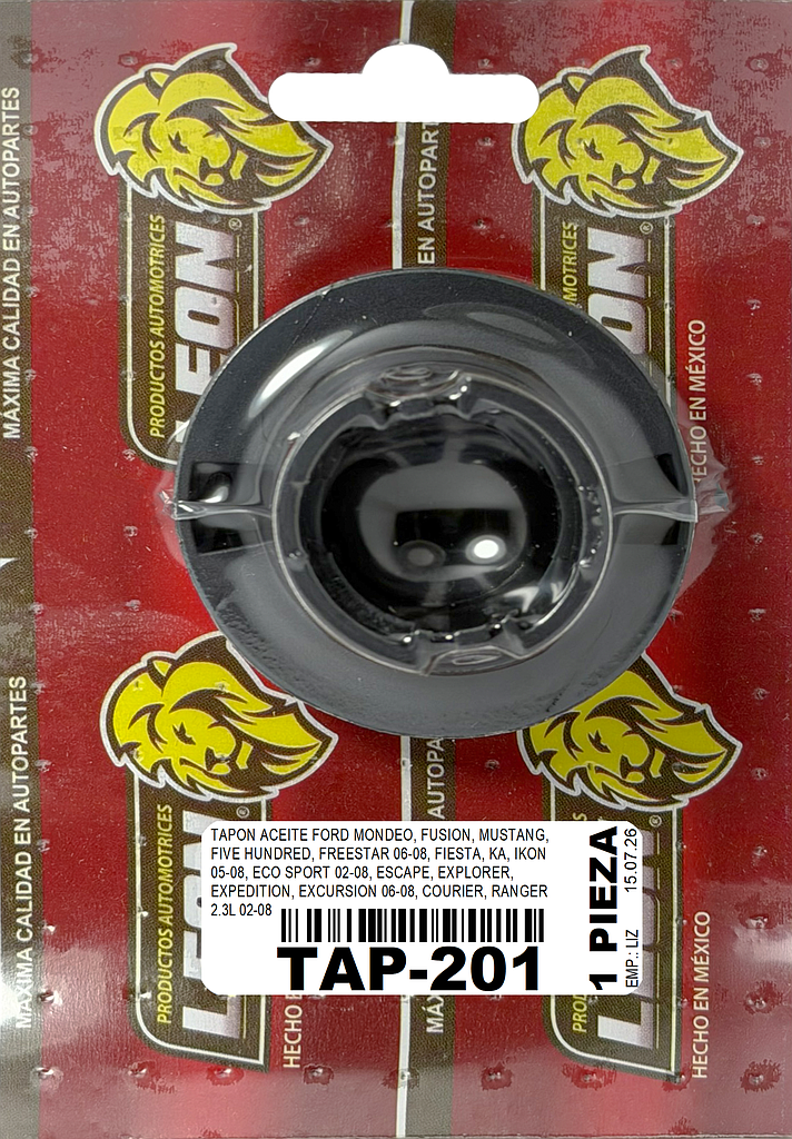 TAPON ACEITE FORD MONDEO, FUSION, MUSTANG, FIVE HUNDRED, FREESTAR 06-08, FIESTA, KA, IKON 05-08, ECO SPORT 02-08, ESCAPE, EXPLORER, EXPEDITION, EXCURSION 06-08, COURIER, RANGER 2.3L 02-08