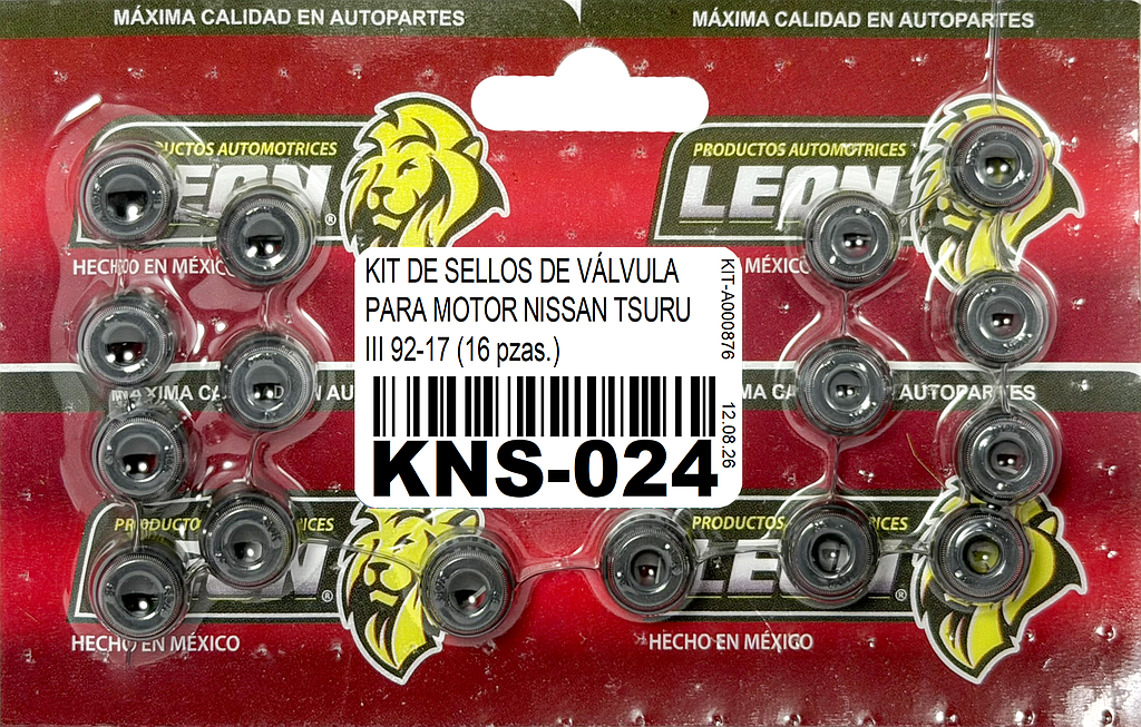 KIT DE SELLOS DE VÁLVULA PARA MOTOR NISSAN TSURU III 92-17 (16 pzas.)