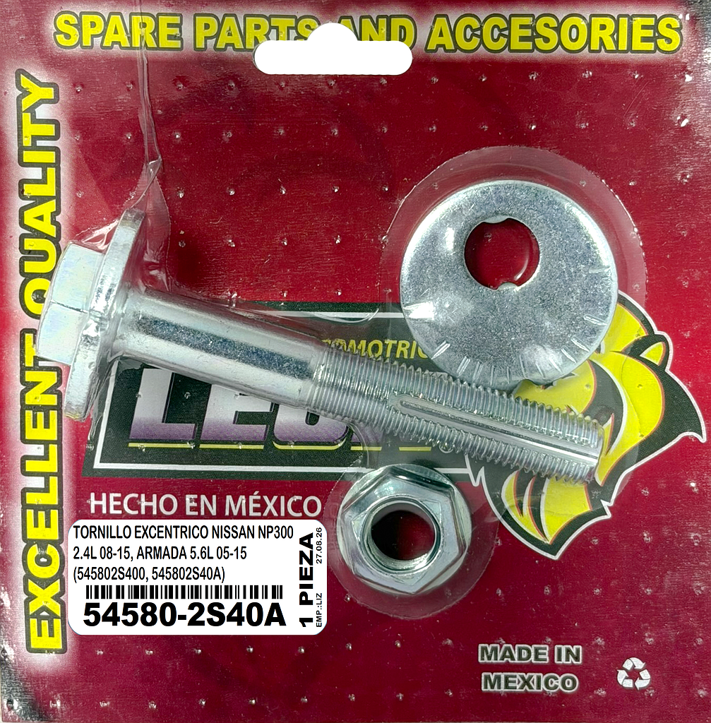 TORNILLO EXCENTRICO NISSAN NP300 2.4L 08-15, ARMADA 5.6L 05-15 (545802S400, 545802S40A)