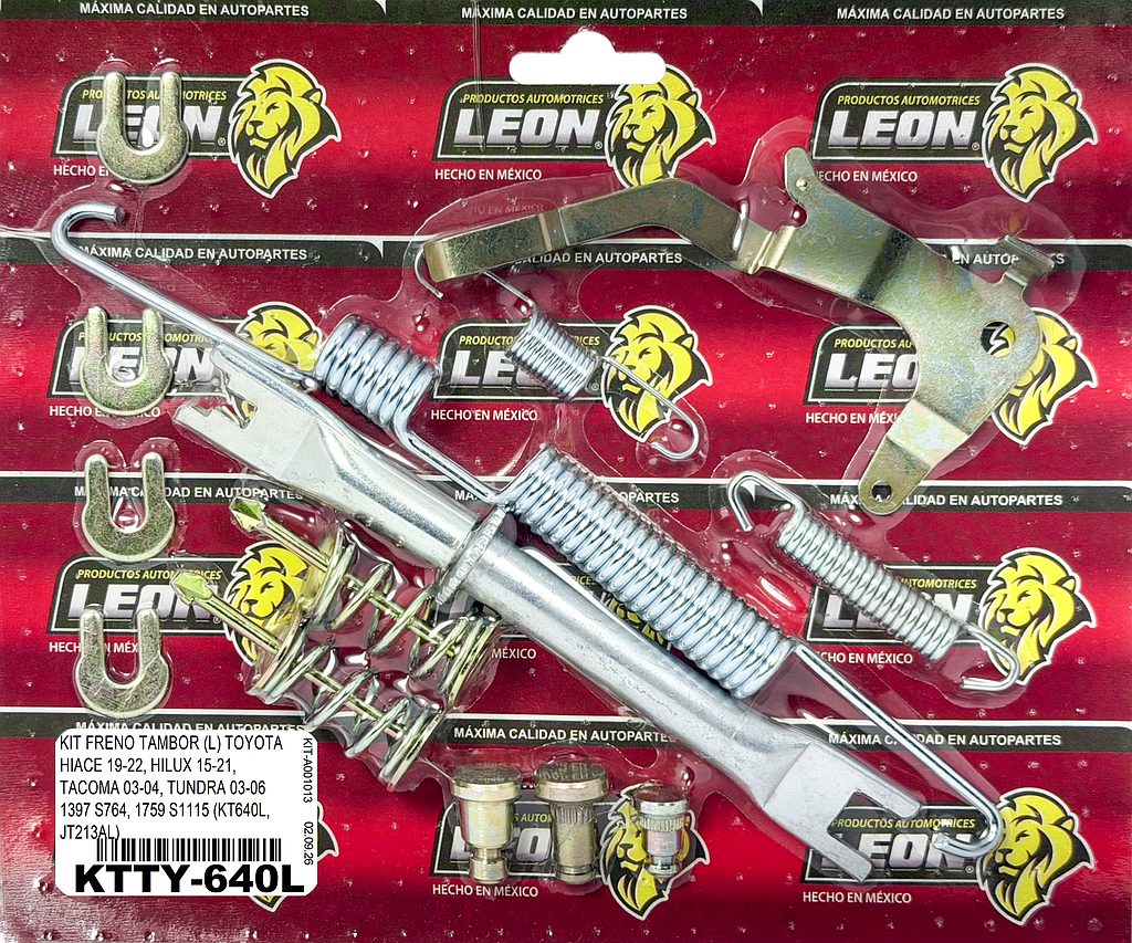 KIT FRENO TAMBOR (L) TOYOTA HIACE 19-22, HILUX 15-21, TACOMA 03-04, TUNDRA 03-06 1397 S764, 1759 S1115 (KT640L, JT213AL)