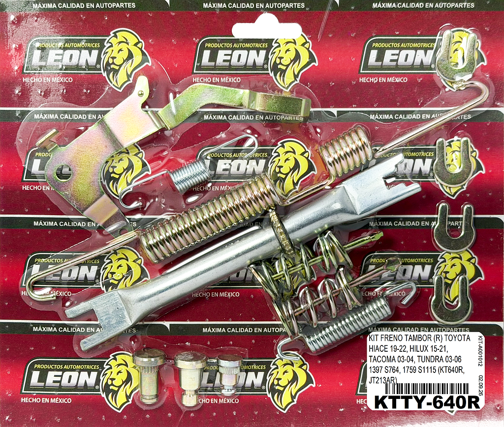 KIT FRENO TAMBOR (R) TOYOTA HIACE 19-22, HILUX 15-21, TACOMA 03-04, TUNDRA 03-06 1397 S764, 1759 S1115 (KT640R, JT213AR)