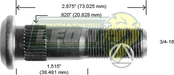 BIRLO RUEDA X PESADO EJE ROCKWELL R.T. 3/4-16Hx2.875” (R) (USA TUERCA CAPUCHON B-38NR)