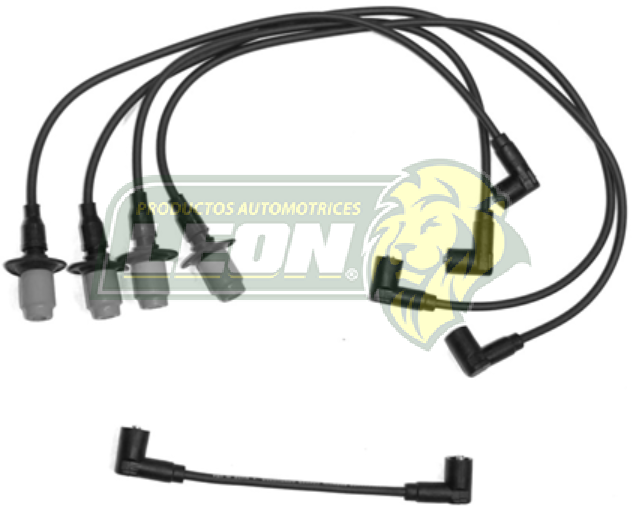 JUEGO DE CABLE BUJIA VW SEDAN, COMBI 1600, ENC. ELECT. BRINCADOR, CONECTOR “CODO” CAPUCHON DE SILICON 89-92
