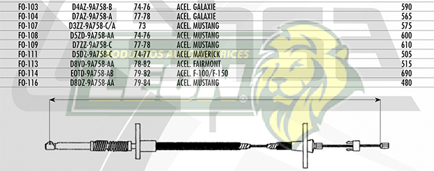 CHICOTE ACEL. MAVERICK 74-77