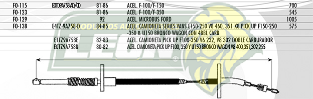 CHICOTE ACEL. FORD F-100, F-350 81-86