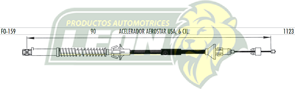 CHICOTE ACEL. FORD AEROSTAR 6 Cil. USA 1990 1123 mm.