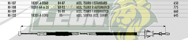 CHICOTE ACEL. TSURU II AUT. 88-92