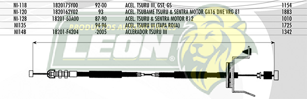 CHICOTE ACEL TSURU III 94-96 TAPA ROJA