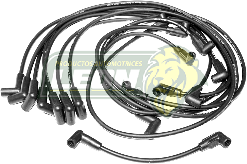JUEGO DE CABLE BUJIA G.M. MICROBUS F.I. M.350 TBI 8 Cil. 92-95 CAPUCHON “CODO” CABLE “LARGO” 8mm