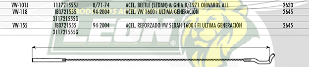 CHICOTE ACEL. VW 1600I 94Æ