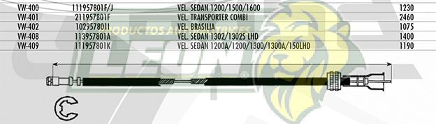 CHICOTE VEL. VW SEDAN 1302, 1302S LHD