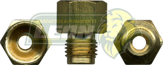 CONEXION TUERCA HIBROVAC R. EXT.: 3/8-24H. TUBO DE 3/16 ENTRA CONEX-033 R. INT.: 7/16-24H. TUBO DE 1/4 USA CONEX-034