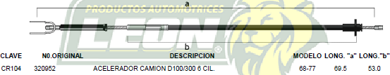CHICOTE ACEL. CAMION D100, 300 6C. 68-77