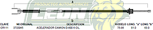 CHICOTE ACEL. CAMION D-600 6C. 75-86