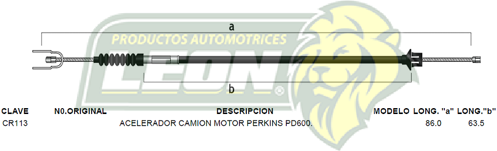 CHICOTE ACEL. CAMION MOTOR PERKINS PD600