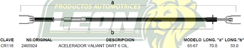 CHICOTE ACEL. VALIANT DART 6C. 65-67