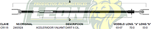 CHICOTE ACEL. VALIANT DART 6C. 65-67