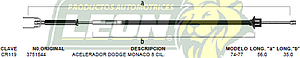 CHICOTE ACEL. DODGE MONACO 8C. 74-77