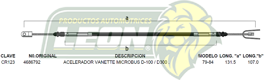 CHICOTE ACEL. VANETTE MICROBUS D100, 300 79-84