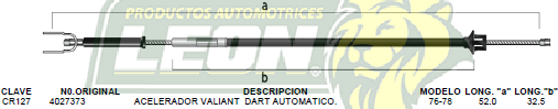 CHICOTE ACEL. VALIANT DART AUT. 76-78
