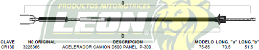 CHICOTE ACEL. CAM. D-600, PANEL, P-300. 75-85