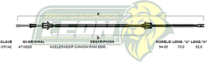 CHICOTE ACEL. CAMION RAM 6500 94-95