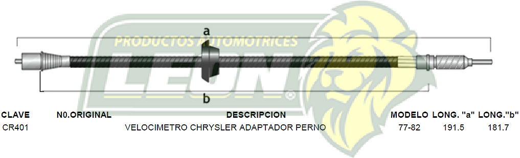 CHICOTE VELOC. CHRYSLER “K” SUP. 82-84