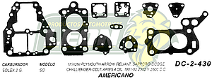 JUNTA CARBURADOR MIKUNI PLYMOUTH-ARROW, 4 Cil 81-82 S.2G. USA (JGO.)