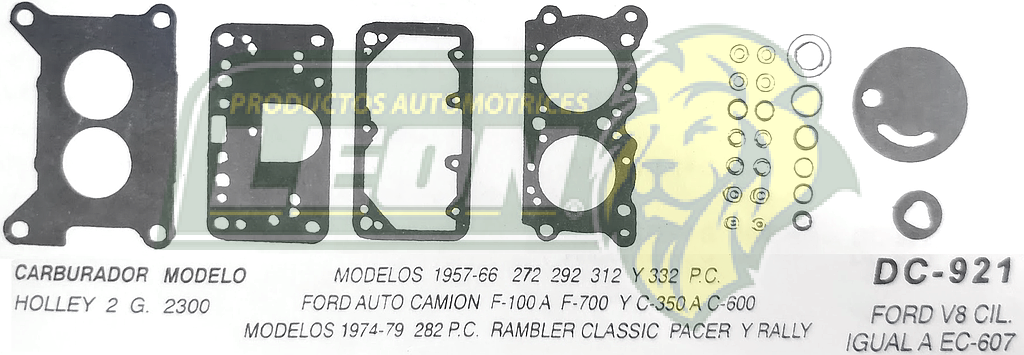 JUNTA CARBURADOR FORD CAMION, RAMBLER 57-68 (DC-921) (JGO.)