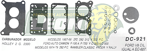 JUNTA CARBURADOR FORD CAMION, RAMBLER 57-68 (DC-921) (JGO.)