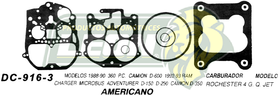 JUNTA CARBURADOR DODGE RAM CHARGER MICRO V8 M.360 U.S.A. (JGO.)