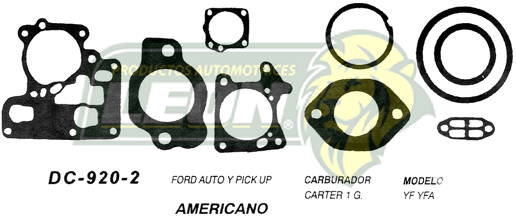 JUNTA CARBURADOR FORD PK-UP CARTER 1G U.S.A. (JGO.)