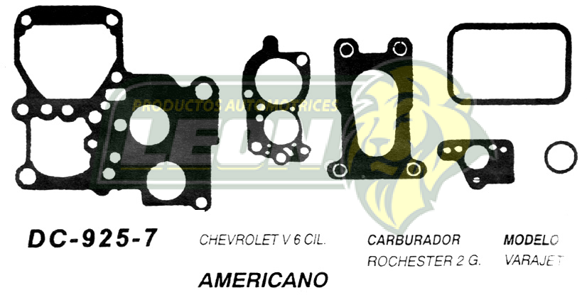 JUNTA CARBURADOR G.M. V6 ROCHESTER 2G U.S.A. (JGO.)