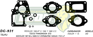 JUNTA CARBURADOR NISSAN TSURU 85-87 4 Cil. M.1500, 1600 S.1G (JGO.)