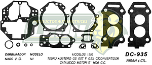 JUNTA CARBURADOR NISSAN TSURU GS, GST (JGO.)