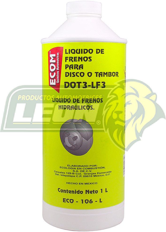 LIQUIDO DE FRENOS DE DISCO, TAMBOR, ABS 1 Lt