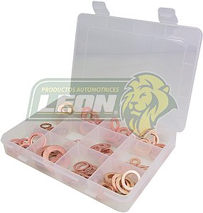 ESTUCHE DE RONDANAS DE COBRE (A) CONT. 12 MED. = 120 pzas. 201-214