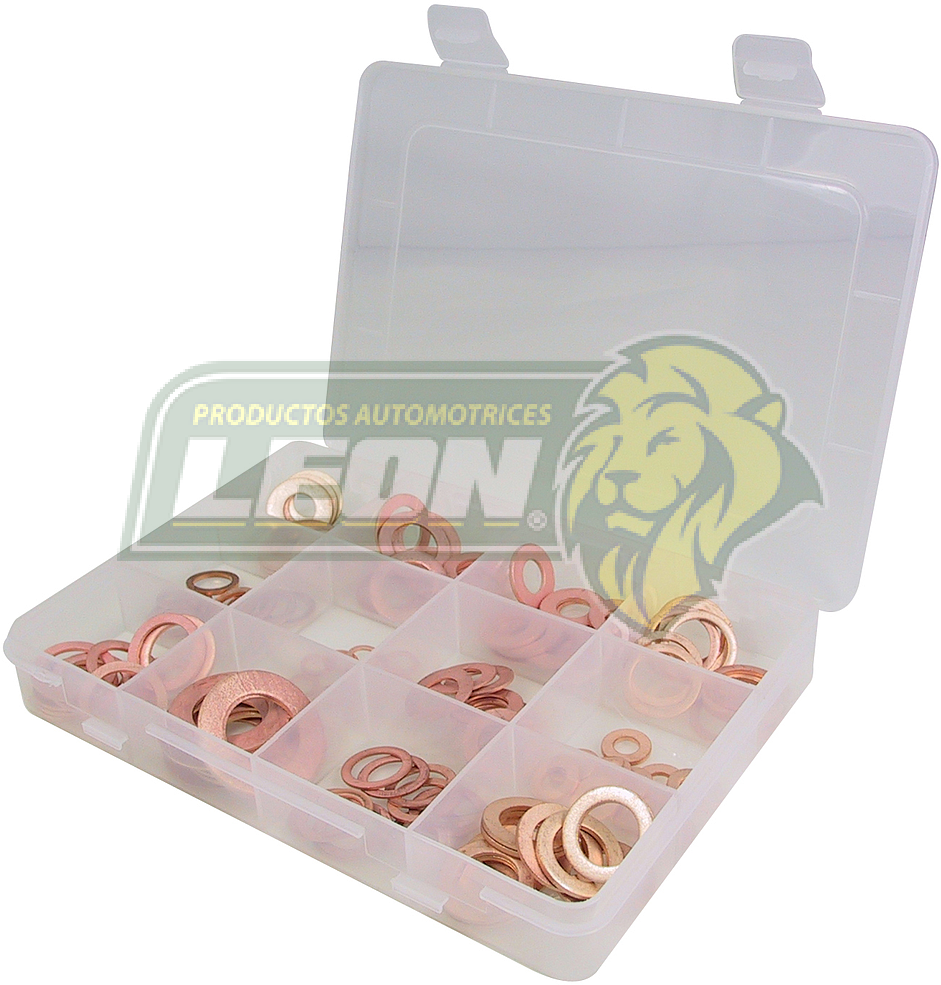 ESTUCHE DE RONDANAS DE COBRE (B) CONT. 12 MED. = 120 pzas. 219-240