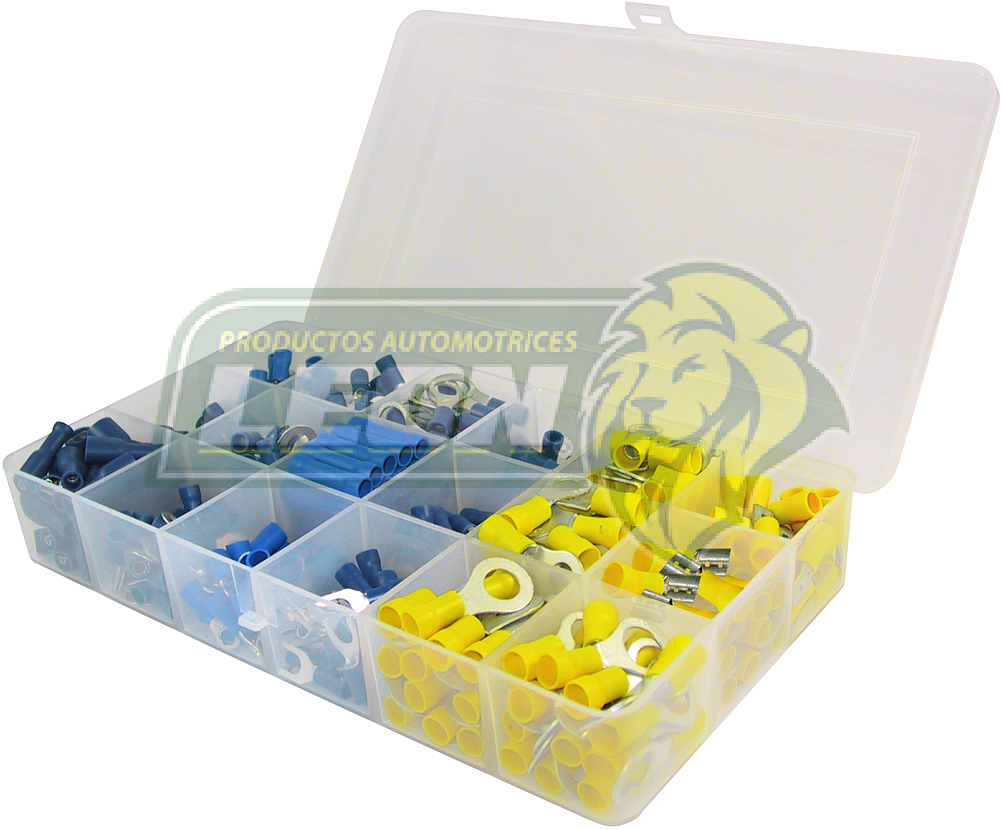ESTUCHE DE TERMINALES ELECTRICAS CON AISLANTE CONT. 18 MED. = 435 pzas.