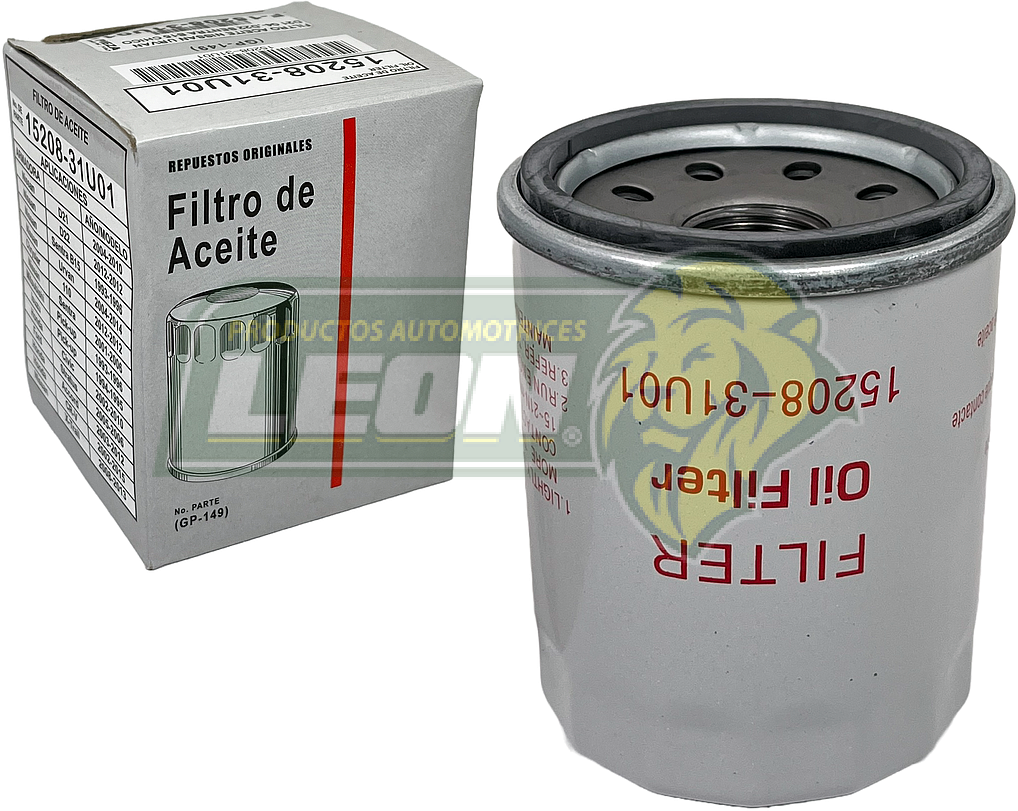 FILTRO ACEITE NISSAN PK-UP 04-10, NP300 11-13, NV1500, NV2500 Y NV3500 12-16, ALTIMA 98-08, ARMADA 04-15, FRONTIER 98-16, MAXIMA 95-05, QUEST 99-05, PATHFINDER 96-12, URVAN 00-10 Y NV350 13-15, MURANO 03-07, SENTRA 01-11, TITAN 04-15, X-TERRA 00-15, X-TRAIL 08-10, ACURA MDX 01-17, CSX 06-11, DODGE i10 12-13, SEBRING 01-05, FIAT GRANDE PUNTO 07-09, UNO 14-17, HONDA ACCORD 84-17, CIVIC 88-16, CITY 10-15, CRV 05-16, ELEMENT 03-11, FIT 06-17, ODYSSEY 95-16, PASSPORT 94-02, PILOT 05-16, PRELUDE 83-01, RIDGELINE 07-17, HYUNDAI GRAND i10 2015 